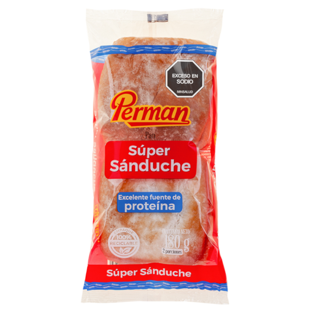 Pan Súper Sánduche Perman 2 Unidades 180Gr | SuperBooM